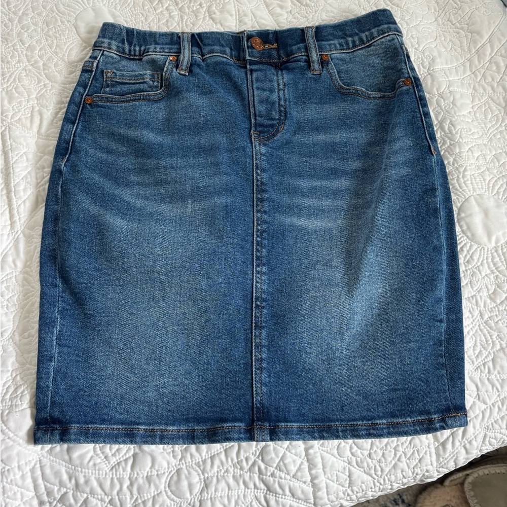 Jag Jeans Blue Gold Knee-Length Pencil Skirt